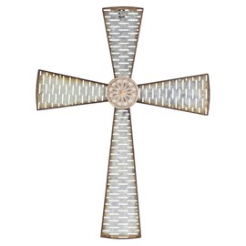 Dicksons Dashed Weathered White 22 inch Metal Hanging Wall Cross