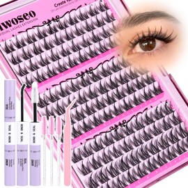 wiwoseo Manga Individual Eyelashes Individuals Kit Fairy Cluster Lashes Kit Lashes Individual Cluster Lashes with Bond and Seal Lash Glue Natural Eyelash Clusters Spike Lashes Clusters for Beginners