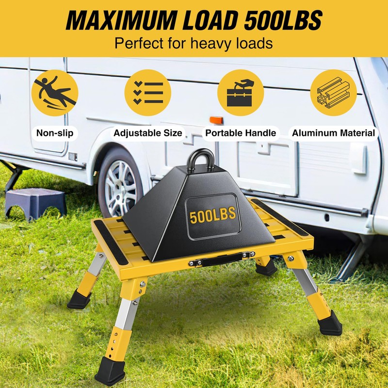 Nilight RV Step Stool Portable Folding Aluminum Platform Steps with