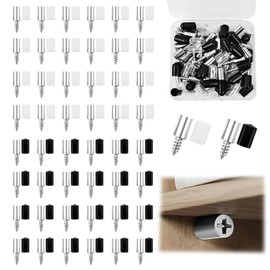 Pack of 50 Shelf Brackets, Self-Tapping Screws, Diameter 7 mm, Integrated Screws, Shelf, High Load Capacity, Self-Drilling Shelf Pins, Shelf Support with Rubber Protection for Cupboards