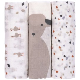 Lässig Baby Burp Cloth, Muslin Made from Bamboo Fibre and Cotton; Soft Breathable (pack of 3, 80 x 80 cm)/Heavenly Soft Swaddle L