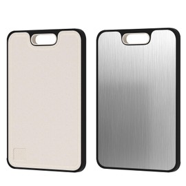 Stainless Steel Cutting Board, Double-Sided Extra Thick Cutting Boards for Kitchen, Wheat Straw PP 15mm Noise Reduction Chopping Board,Dishwasher Safe Easy to Clean, 15x11 In