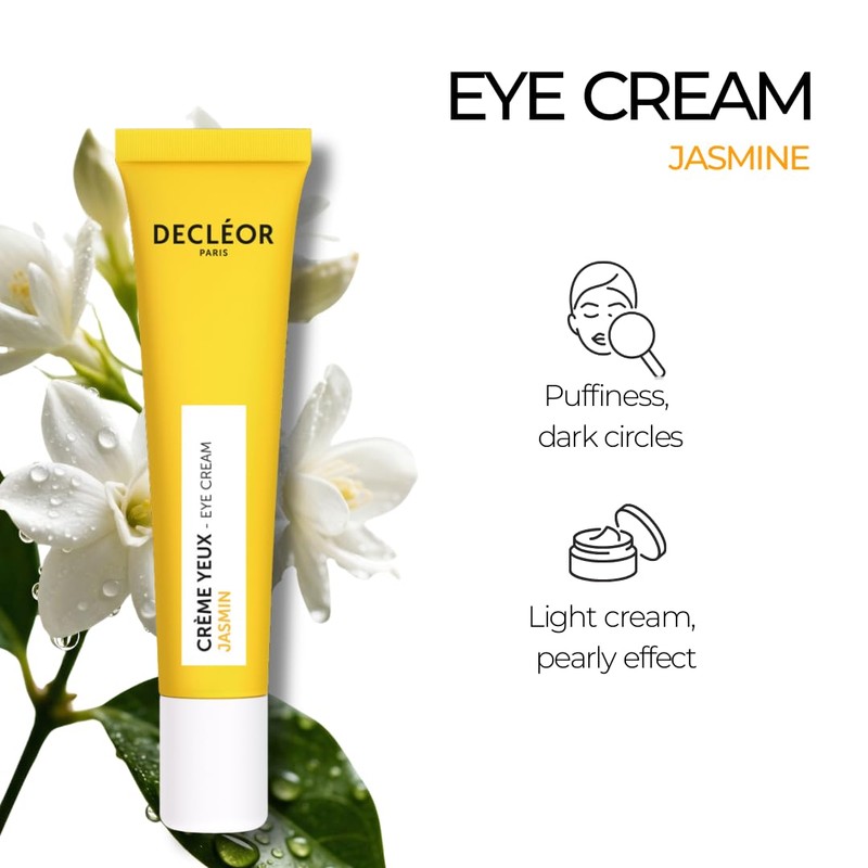 Decléor Jasmine Eye Cream, Dark Circles, Plant-Based Caffeine, Vitamin C
