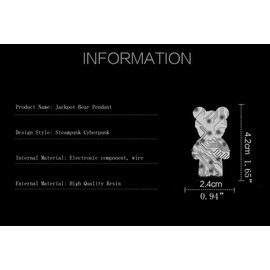 Craoopii Cyberpunk Pendant Necklace, Bear Punk Robot Pendant Necklace, Steampunk Necklace, Hip Hop Necklace Pendant, Cyberpunk Jewelry for Women Men, Resin, resin
