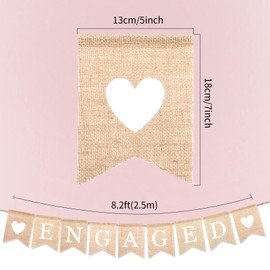 Engaged Banner, Engagement Party Decorations Burlap Bunting Garland With Love Hearts for Bridal Shower Bunting Rustic Wedding Engagement Party Decor Save The Date Photo Props