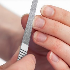 FERYES Stainless Steel Double Side Nail File with Anti-Slip Handle for Salon Home and Travel, Metal Manicure File for Women and Men, 4.8-Inch Filing Surface