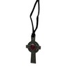 Celtic Cross Pendant Necklace, Red Stone, 5 cm x 3