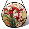 CRISGIF Stained Glass Window Hanging - Red Gladiolus Flower Suncatcher