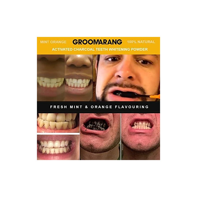 Teeth Whitening Powder GROOMARANG® Activated Charcoal Powder & Charcoal Toothpaste