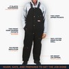 Bib Overalls, Black, Size 38x30-1/2 In.