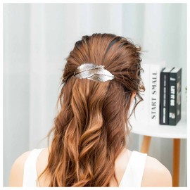 Xmsrn Vintage Leaf Hair Clip Barrette Gold Metal Leaf Hair Clip Alloy Leaf Hair Clip Minimalist Leaf Clip Barrette Hair Accessories for Women and Girls (Gold)
