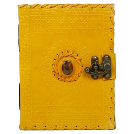 TUZECH Handmade Office Home Daily Use, Poem Writing Beautiful Pure Leather Luck Stone Bound Journal/Diary with C-Lock for Men and Women (8x6 Inches)