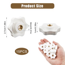 15PCS M6 Clamping Nuts Knob Grip Screw with Brass Thread Insert, Tool-Free Adjustable Handle Nuts for Machines, Furniture, Equipment, Fitness Gear, and DIY Applications