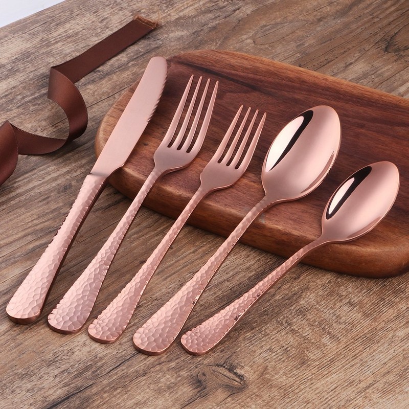 Bisda Copper Silverware Set, 20 Piece Premium 18/8 Stainless Steel
