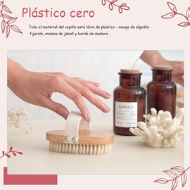 Wzenclave Cepillo Corporal Exfoliante 100% Natural con Mango de Bambú - Libre de Plástico, Cerdas Vegetales para Masaje en Seco, Reduce Celulitis y Mejora la Circulación