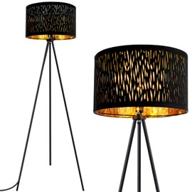 BoostArea Floor Lamp, Tripod Floor Lamp, 8W LED Bulb, Decorative Lamp Shade, Mid Century Standing Lamp for Living Room, Bedroom, Study Room and Office