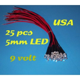 n/a 25 pcs PRE WIRED 5mm RGB SLOW LED LIGHTS 9 VOLT 9V PREWIRED LEDs red/green/blue
