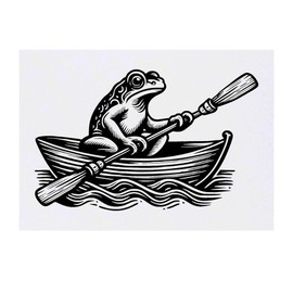 'Frog In A Rowing Boat' Temporary Tattoo - Water Resistant, Skin-Safe, Non-Toxic Transfer (TO00075781)
