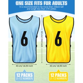 Yahenda 24 Pcs Soccer Scrimmage Practice Vests Reversible Numbered Soccer Team Pennies with Belt for Adult