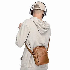 SDINAZ Shoulder Bags Men's Leisure Business First Layer Cowhide Movement Crossbody Bag, Brown V3, Shoulder bags