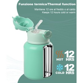 m MU Children's Stainless Steel Drinking Bottle, 500 ml, Leak-Proof Drinking Bottle with Straw, Leak-Proof Sports Bottle for Children, for Sports, Fitness, Bike, Football, Outdoor. Water Drinking