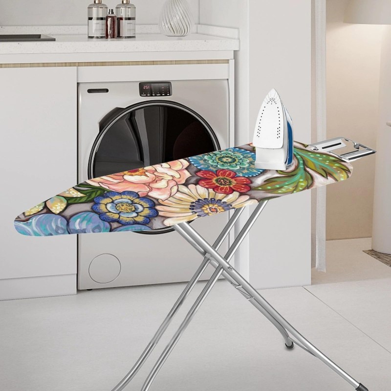 ZDCUSTOM Boho Flower Ironing Board Cover with Elastic Edge Table