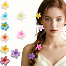 9 pcs Pinzas para El Cabello con Flores, 4cm Pinzas para Hawaianas Pequeño Bonitas y Coloridas de Sujeción Fuerte, para Cabello Grueso Accesorios para Mujeres y Niñas