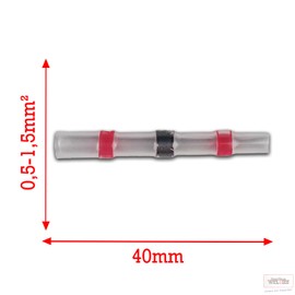 WeltiesSmartTools Solder Connectors Red 0.5 - 1.5 mm² with Heat Shrink Tube and Tin Waterproof Ring for Car Model Making Cable Repair without Soldering Iron without Crimping Tool Pack of 10
