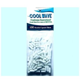 Cool Wave 100 Menthol CrushBall filters for RYO papers. Crush-Ball Capsule Filters with Menthol Flavor. Pack of 2, White