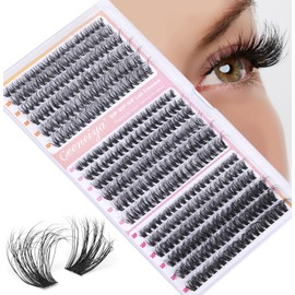 Geeneiya Volume Lash Extension Kit 10-18MM Fluffy Eyelash Extension Kit D Curl Cluster Lashes Individual Eyelashes Kit with Waterproof Lash Bond and Seal, Lash Tweezers (10-18MM, 280Pcs, 70P)