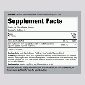 Piping Rock Cranberry Pills | 120 Capsules | Supplement for Women & Men | Triple Strength Concentrate Extract Plus Vitamin C | Non-GMO, Gluten Free