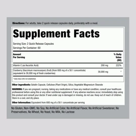 Piping Rock Cranberry Pills | 120 Capsules | Supplement for Women & Men | Triple Strength Concentrate Extract Plus Vitamin C | Non-GMO, Gluten Free