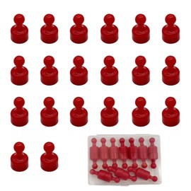 YSDINK 20 Pieces Neodymium Magnets, Multicolor Magnetic Push Pins for Whiteboard, Refrigerator, Magnetic Board, Ideal for Home, Office, School, Classroom, 12x20mm, Tapered Shape (Red)