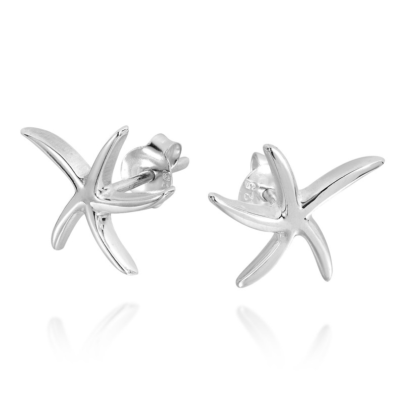 Amazing Sterling .925 Sterling Silver Starfish Stud Earrings