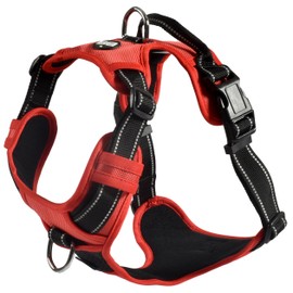 Bobby Rando Walk - Dog Harness, Dog Harness Medium Small Large Dog in Nylon, Safe, Comfortable, Reflective, Adjustable, Red, L/46-70x2,5 CM