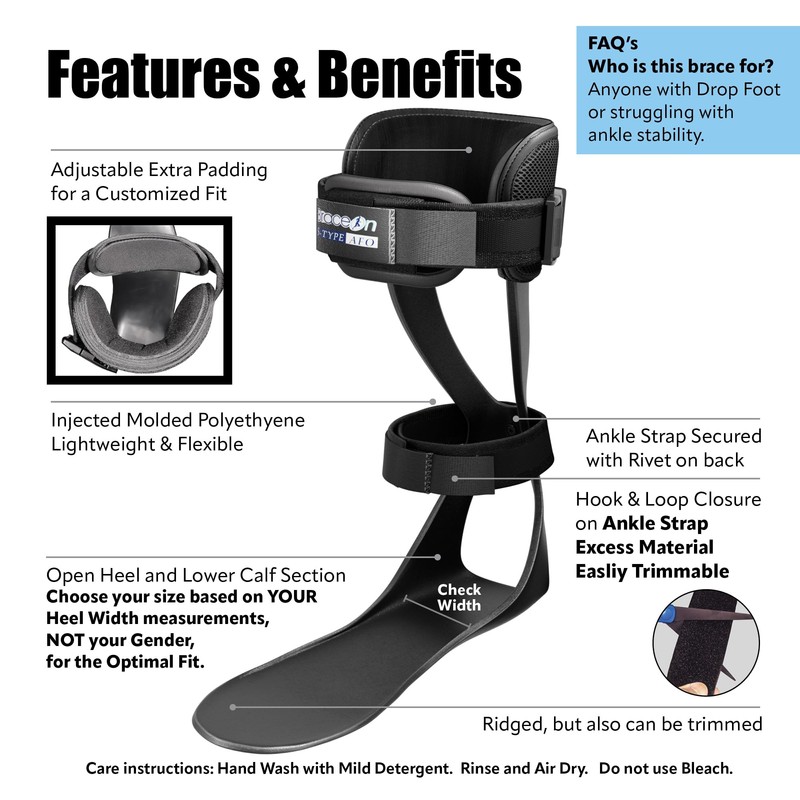 Brace On AFO S-Type - Drop Foot Stabilizer Brace, Moldable,