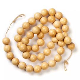 Unbranded 6 Foot Long Clear-Coated Jumbo Wood 1-3/8" Bead Garland