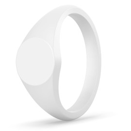 Enso Rings Small Signet Silicone Rings - Ultra Comfortable & Waterproof - .32in Wide, .09in Thick - White - Size 10