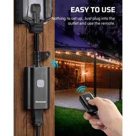 DEWENWILS Outdoor Remote Control Outlet, 2 Remote Controls+1 Outlet, FCC Listed