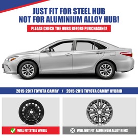 WOLFSTORM 16" Hubcaps for Toyota Camry 2015-2017 Steel Wheels, R16 Car Hubcaps Snap On Installation 16 Inch Wheel Rim Cover Set of 4, Black Lacquer