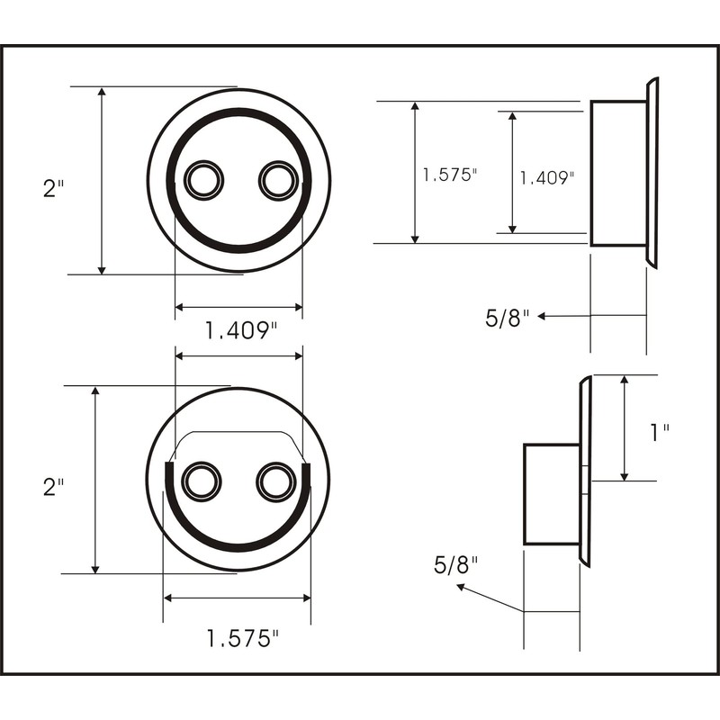 QCAA Heavy Duty Solid Metal Closet Rod Socket Set, 1-3/8'',