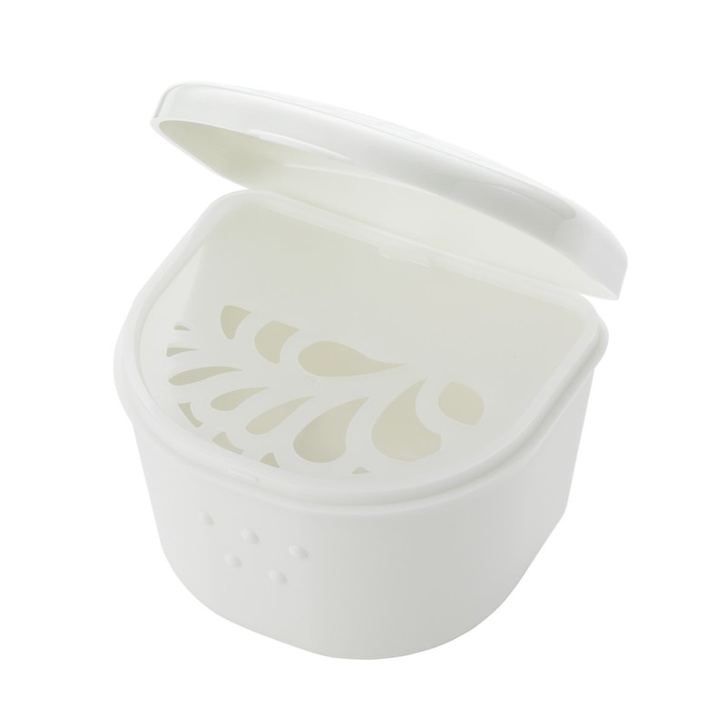 cup denture cleaning container with drainer tray
