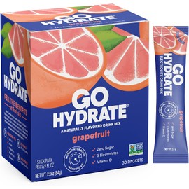GoHydrate- Mezcla de Electrolitos para Bebida Un Polvo Hidratante con Sabor Natural, Sin Azúcar, Bajo en Sodio (Pomelo,