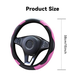 Car Steering Wheel Cover with Sparkly Diamond, Blcak Rhinestone Car Steering Wheel Cover, Universal Size Fit 37-38CM, Bling Breathable Car Accessory Steering Wheel Protector Cover for Women Ladies