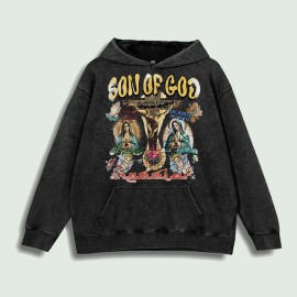 Son of God Religious Graphic Hoodie 100% Cotton US Warehouse 6 ColorsColor: Red, Size: S
