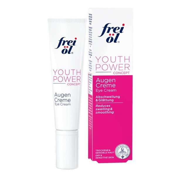 frei öl YOUTH POWER CONCEPT Eye Cream - Targeted Reduces Eye Wrinkles with Hyaluron, Red Algae, Camellia Oil and Vitamin E, Vegan & Dermatologically Tested, 15 ml