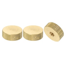 sourcing map Knurled Thumb Nuts, 3Pcs M6 x D20mm x H7mm Brass Flat Head Blind Hole with Collar Flat Head Blind Hole Round Knobs Fasteners for 3D Printer Parts, Machine Tools