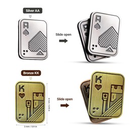 Hojalis Metal Poker Fidget Slider, 2 Pieces Metal Poker Fidget Slider EDC Fidget Toys for Adults, ADHD, Autism, Anxiety, Stress Relief, Magnetic Fidget Toy for Adults, Haptic Decompression