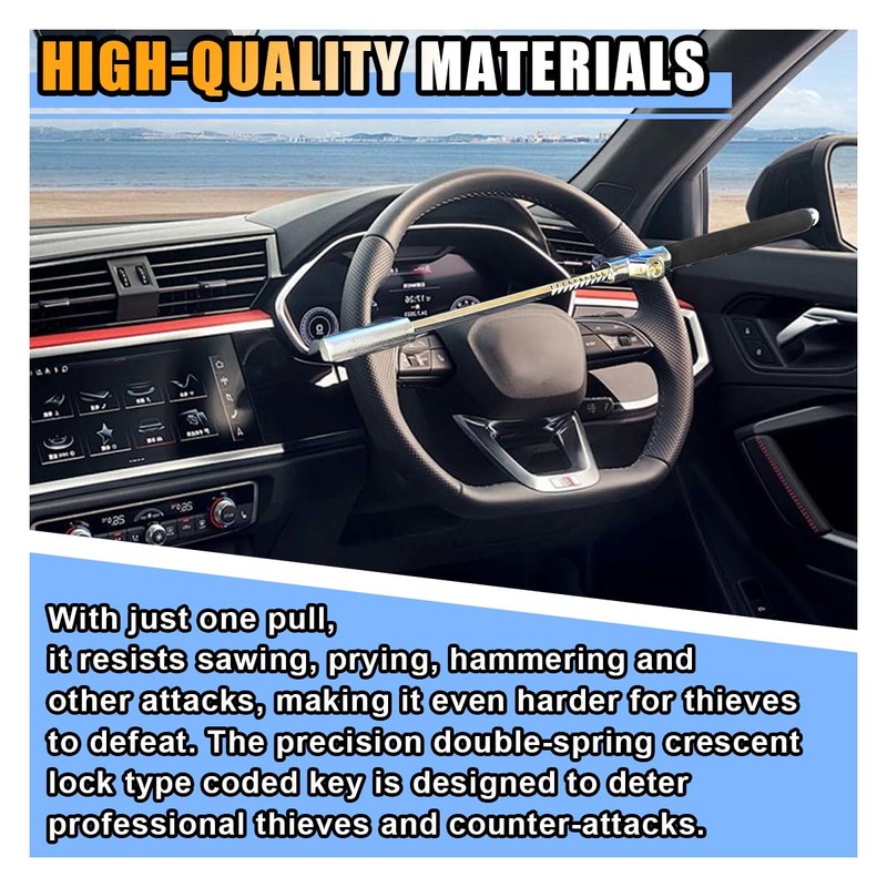 Car Steering Wheel Lock, Car Security Anti-Theft Device Retractable Steering