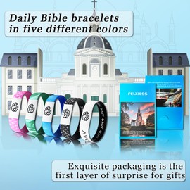 FELXIESS Bible Verse Bracelets, Daily Bible Verse Bracelet, Wearable Scripture Jesus Bracelet for Spiritual Enrichment, Christian Gifts for Women Men and Teens(White)